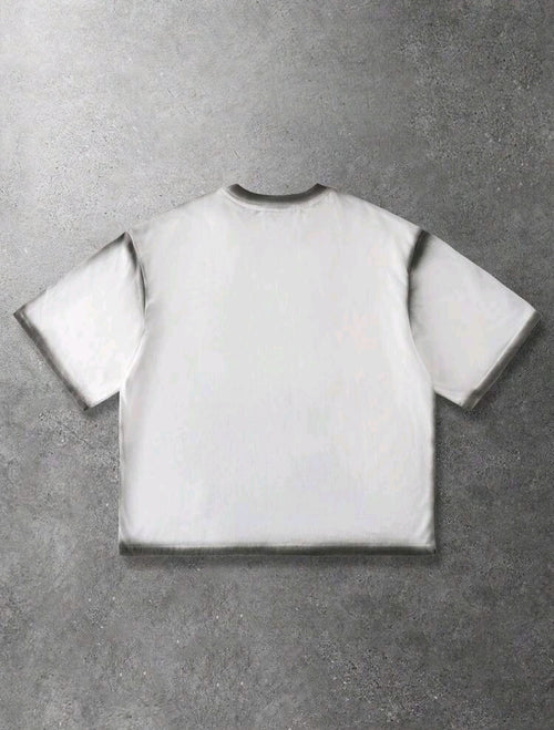 Street Life Men's Casual Short Sleeve Crew Neck T-Shirt with Abstract Letter and Figure Print